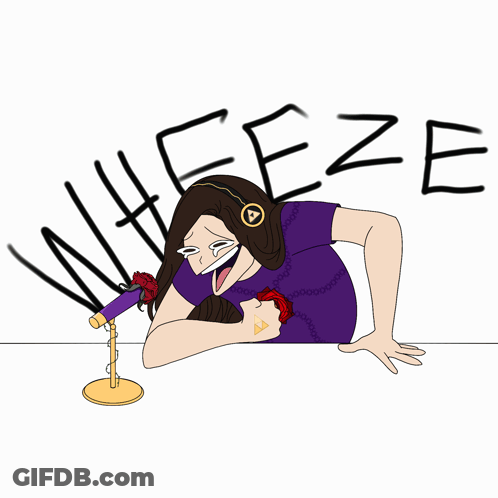 A Cartoon Drawing Of A Woman With Headphones And The Word Whieeze GIF