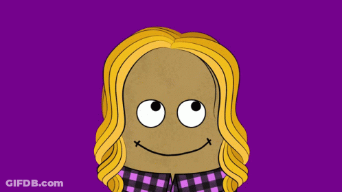 A Cartoon Drawing Of A Woman With Long Blonde Hair GIF