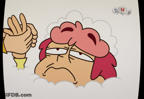 A Cartoon Drawing Of A Woman With Pink Hair And The Letters D And N On The Bottom Right GIF