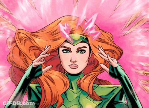 A Cartoon Drawing Of A Woman With Red Hair GIF