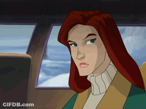 A Cartoon Drawing Of A Woman With Red Hair GIF