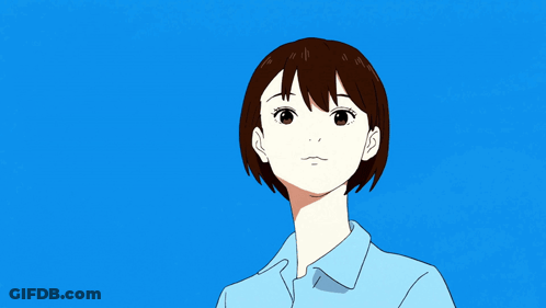 A Cartoon Drawing Of A Woman With Short Brown Hair GIF