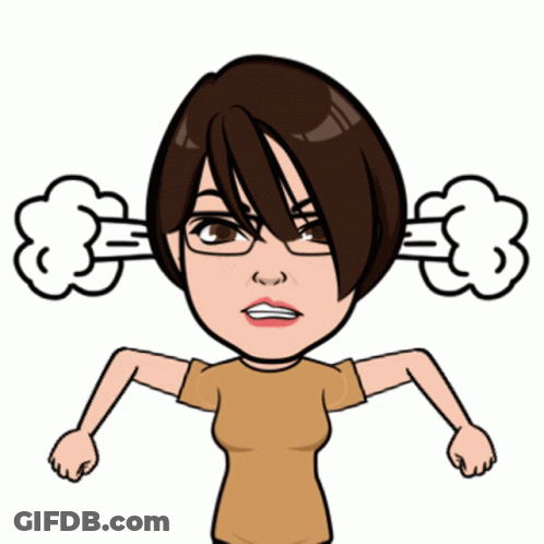 A Cartoon Drawing Of A Woman With Smoke Coming Out Of Her Ears GIF