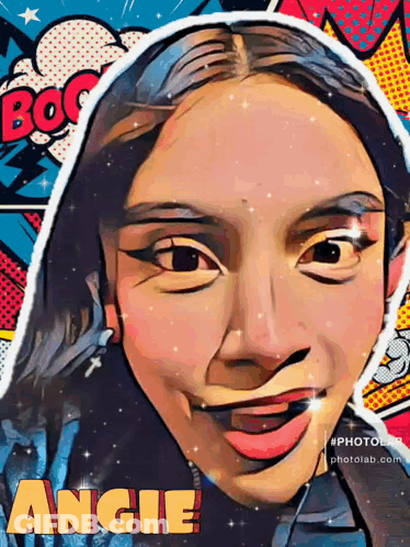 A Cartoon Drawing Of A Woman With The Name Angie On It GIF