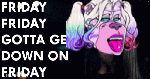 A Cartoon Drawing Of A Woman With The Words Friday Friday Gotta Get Down On Friday GIF