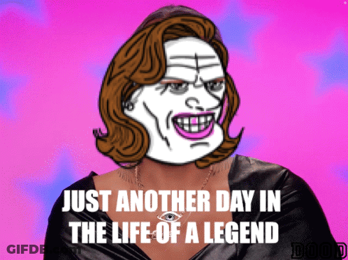 A Cartoon Drawing Of A Woman With The Words Just Another Day In The Life Of A Legend GIF