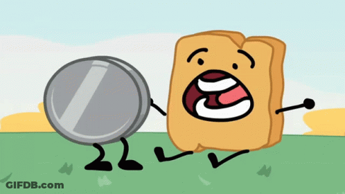 A Cartoon Drawing Of A Wood Block Holding A Silver Coin GIF