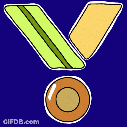 A Cartoon Drawing Of A Yellow And Green Ribbon With A Brown Circle In The Middle GIF