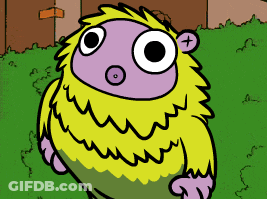 A Cartoon Drawing Of A Yellow And Purple Furry Monster GIF