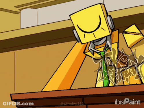 A Cartoon Drawing Of A Yellow Box With A Smiley Face GIF