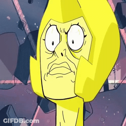 A Cartoon Drawing Of A Yellow Diamond With A Surprised Look On Her Face GIF