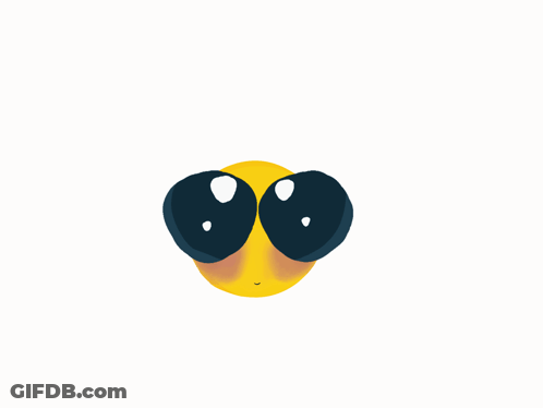 A Cartoon Drawing Of A Yellow Face With Black Sunglasses GIF