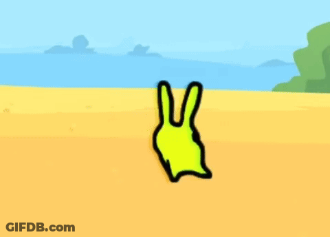 A Cartoon Drawing Of A Yellow Frog Laying On A Beach . GIF