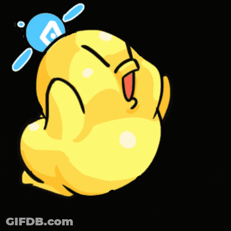 A Cartoon Drawing Of A Yellow Object With A Blue Circle In The Background GIF