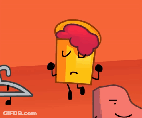 A Cartoon Drawing Of A Yellow Object With A Pink Head GIF