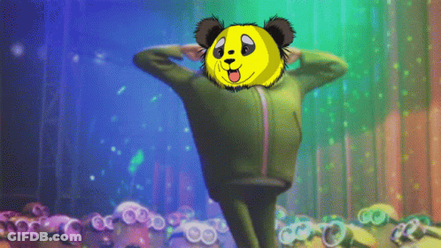 A Cartoon Drawing Of A Yellow Panda Bear GIF