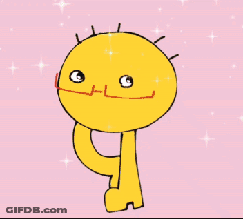 A Cartoon Drawing Of A Yellow Smiley Face With Closed Eyes On A Pink Background GIF