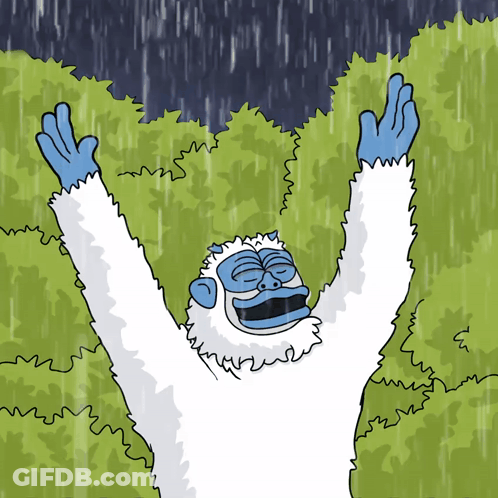 A Cartoon Drawing Of A Yeti With Its Arms In The Air GIF
