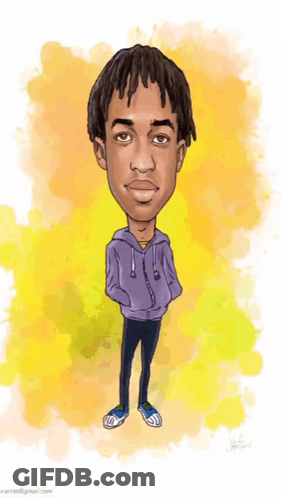 A Cartoon Drawing Of A Young Man With Dreadlocks Wearing A Purple Hoodie GIF