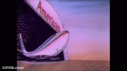 A Cartoon Drawing Of An Airplane Taking Off From An American Airlines Building . GIF