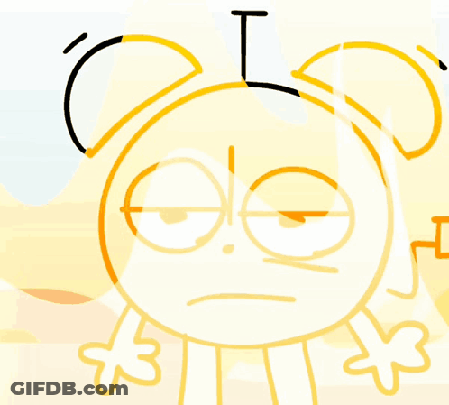 A Cartoon Drawing Of An Alarm Clock With A Face And A Flower GIF