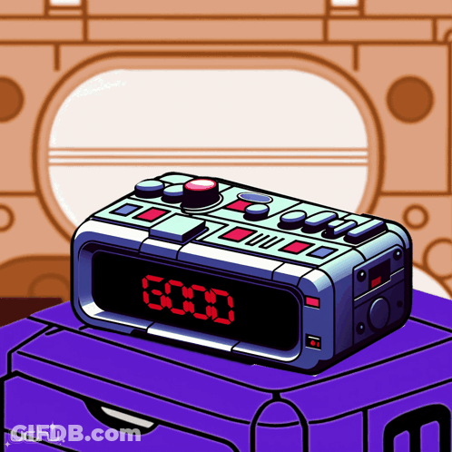 A Cartoon Drawing Of An Alarm Clock With The Time 6:00 GIF