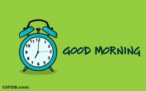 A Cartoon Drawing Of An Alarm Clock With The Words " Good Morning " Below It GIF