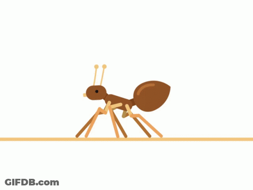 A Cartoon Drawing Of An Ant Walking On A White Background GIF