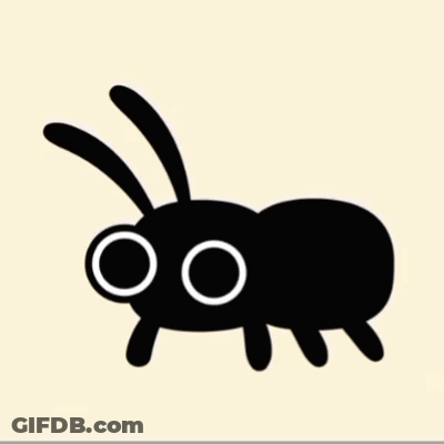 A Cartoon Drawing Of An Ant With Big Eyes GIF