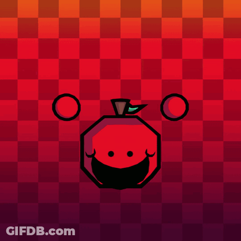 A Cartoon Drawing Of An Apple With A Smiley Face On It GIF