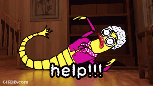 A Cartoon Drawing Of An Elderly Woman Asking For Help On The Floor GIF