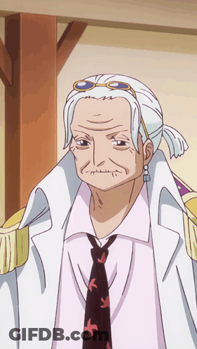 A Cartoon Drawing Of An Elderly Woman Wearing A White Jacket And Tie GIF
