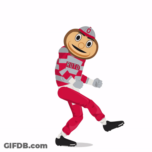 A Cartoon Drawing Of An Ohio State Football Mascot GIF