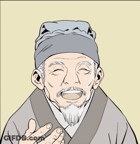 A Cartoon Drawing Of An Old Man With A Beard And A Hat GIF
