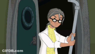 A Cartoon Drawing Of An Older Woman Holding A Pipe GIF