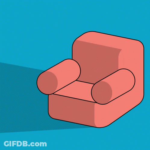 Cartoon Orange Chair With Blue Remote GIF