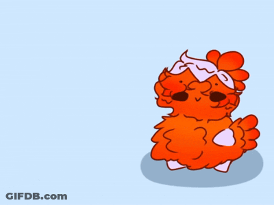 A Cartoon Drawing Of An Orange Chicken With A White Headband GIF