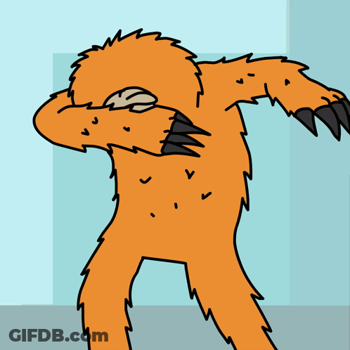 A Cartoon Drawing Of An Orange Monster Covering Its Face With Its Paws GIF