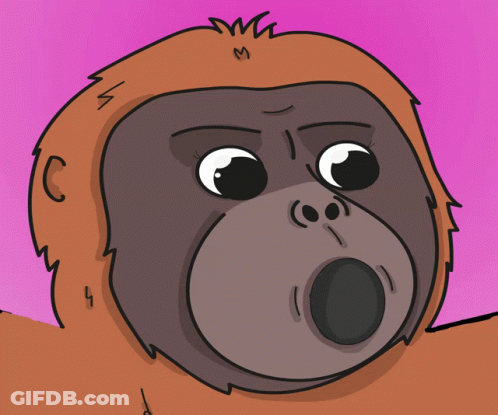 A Cartoon Drawing Of An Orangutan With A Surprised Look On His Face GIF