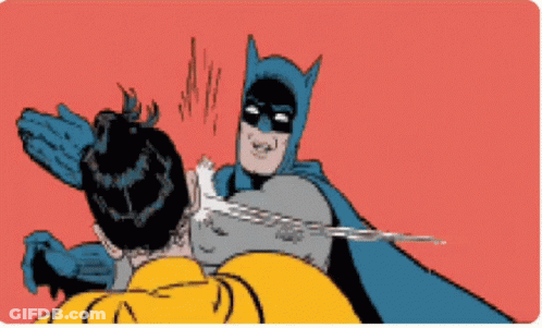 A Cartoon Drawing Of Batman And Robin Fighting Each Other GIF