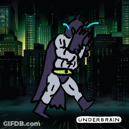A Cartoon Drawing Of Batman Crying With The Word Underbrain Below Him GIF