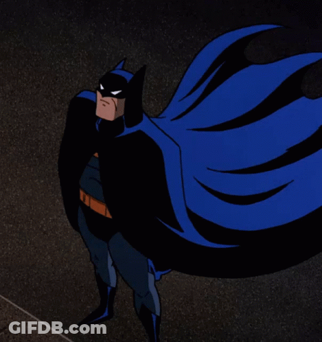 A Cartoon Drawing Of Batman With A Cape GIF