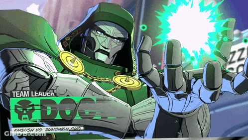 A Cartoon Drawing Of Doctor Doom With The Words Team Leader GIF