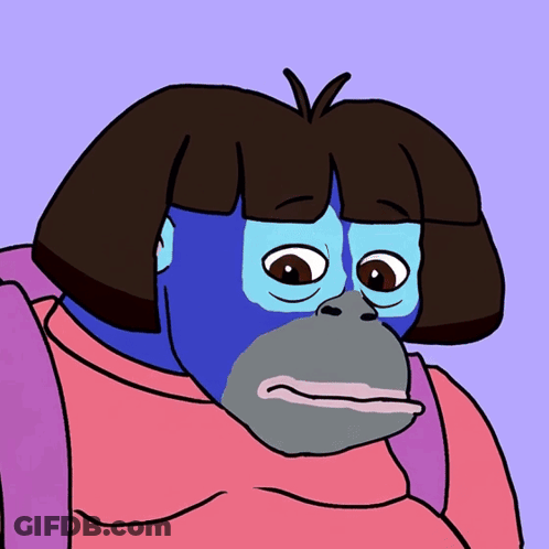 A Cartoon Drawing Of Dora The Explorer With A Blue Face GIF