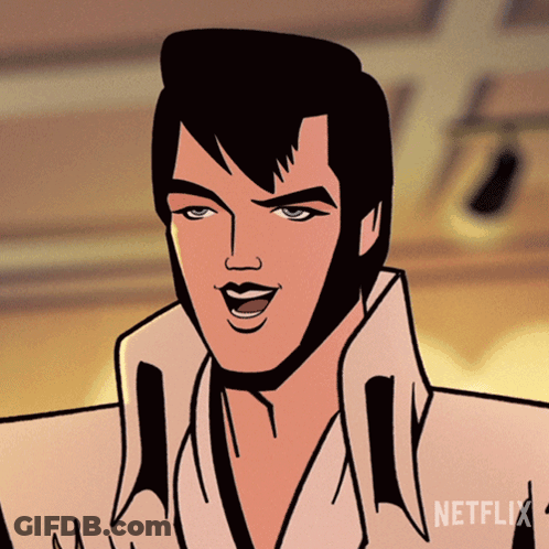 Cartoon Elvis Presley With Netflix Logo GIF