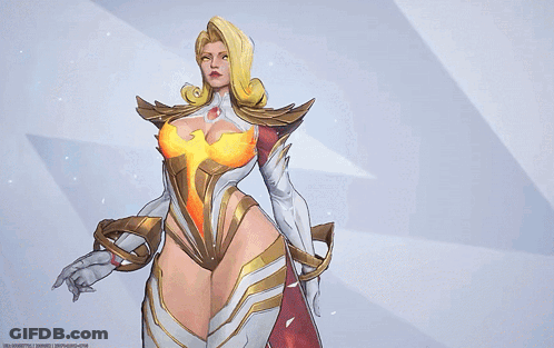 A Cartoon Drawing Of Emma Frost With A Huge Breast GIF
