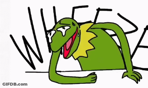 A Cartoon Drawing Of Kermit The Frog Laying Down With A Tear Running Down His Face And The Words `` Where ? '' GIF