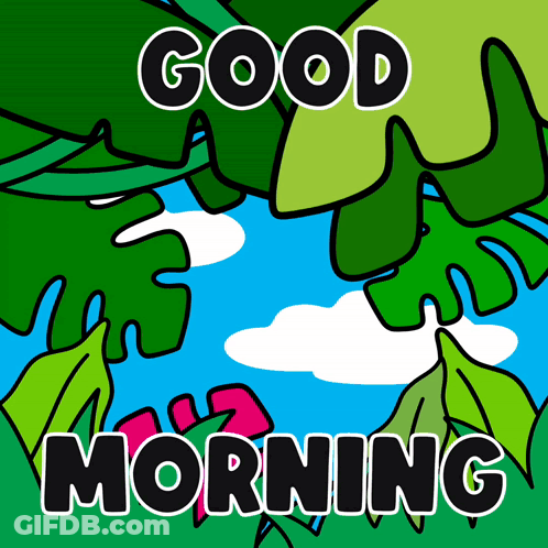 A Cartoon Drawing Of Leaves And The Words Good Morning GIF