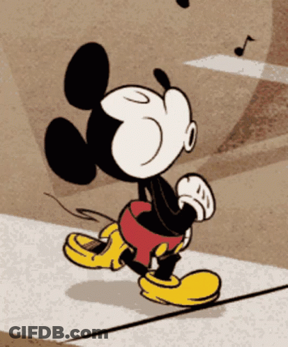 A Cartoon Drawing Of Mickey Mouse Walking Down A Sidewalk GIF