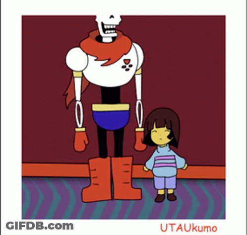 A Cartoon Drawing Of Papyrus And Frisk By Utaukumo GIF